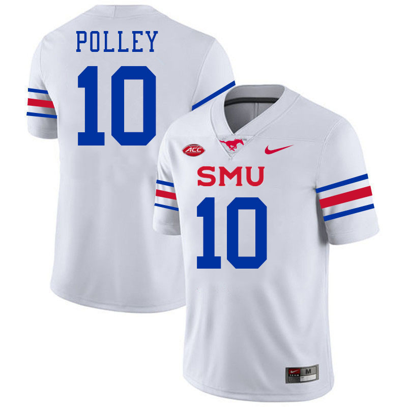 SMU Mustangs #10 Tyren Polley Jersey College Football Uniforms-White